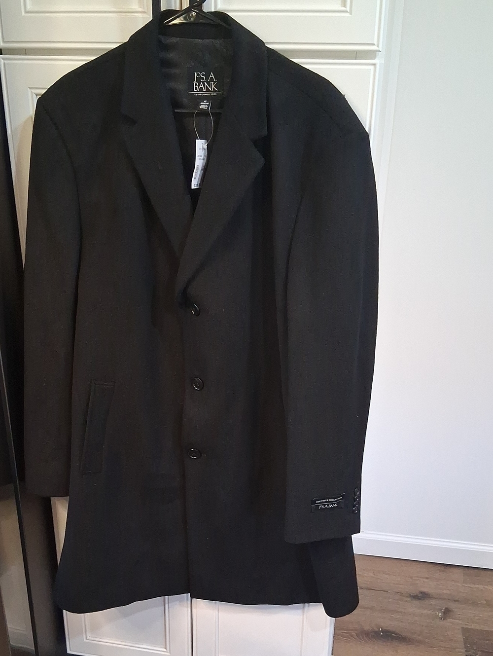 NWT Joseph A. Bank Black Overcoat Size 46